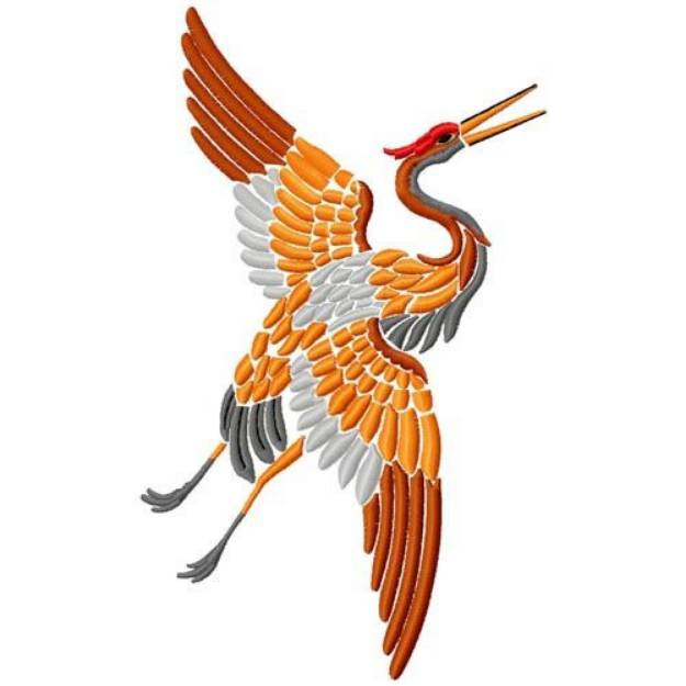 Picture of Asian Bird In Flight Machine Embroidery Design