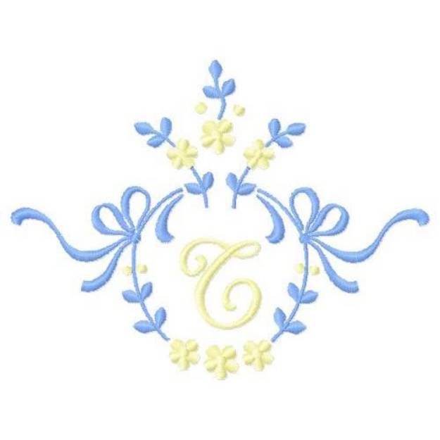 Picture of Floral Monogram T Machine Embroidery Design
