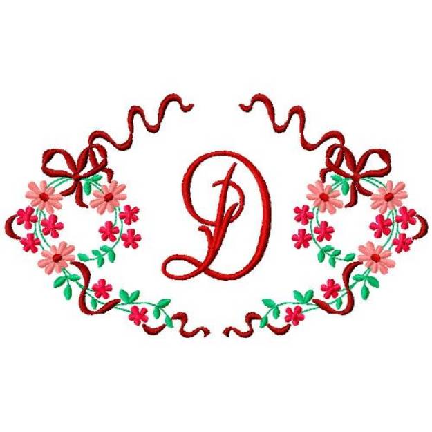 Picture of Floral Monogram D Machine Embroidery Design