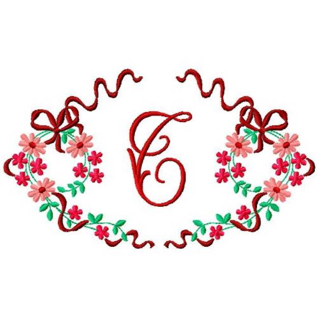 Picture of Floral Monogram T Machine Embroidery Design