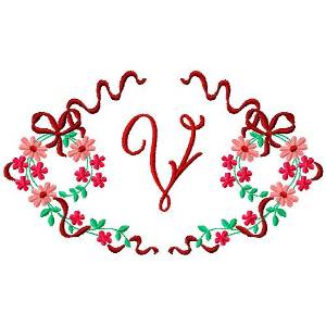 Picture of Floral Monogram V Machine Embroidery Design