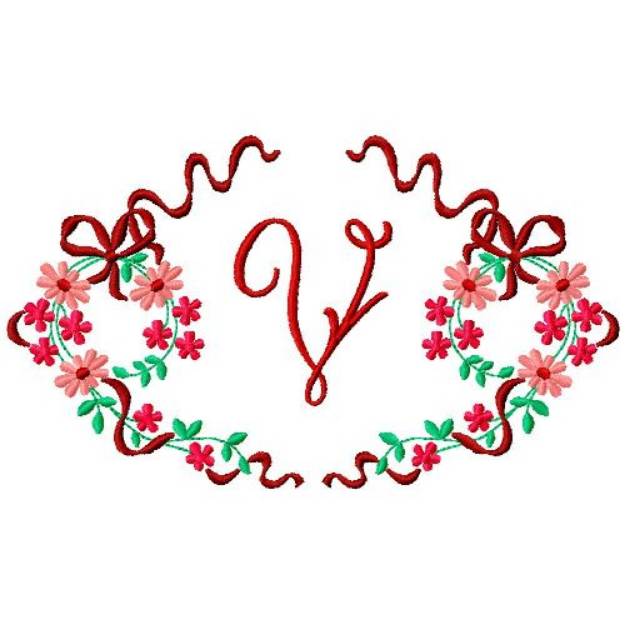 Picture of Floral Monogram V Machine Embroidery Design