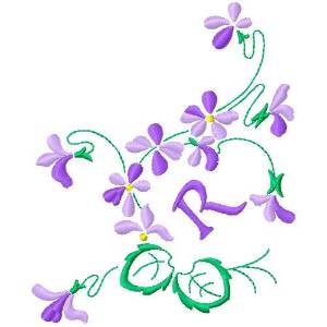 Picture of Floral Monogram R Machine Embroidery Design
