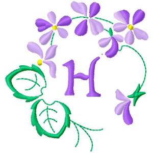 Picture of Floral Monogram H Machine Embroidery Design