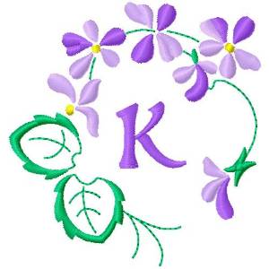 Picture of Floral Monogram K Machine Embroidery Design