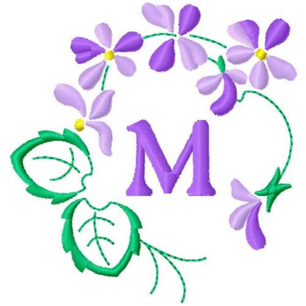 Picture of Floral Monogram M Machine Embroidery Design