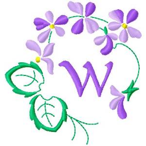 Picture of Floral Monogram W Machine Embroidery Design