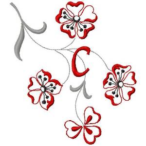 Picture of Floral Monogram C Machine Embroidery Design
