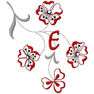 Picture of Floral Monogram E Machine Embroidery Design