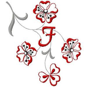 Picture of Floral Monogram F Machine Embroidery Design