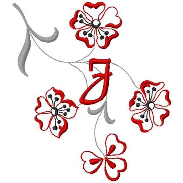 Picture of Floral Monogram J Machine Embroidery Design