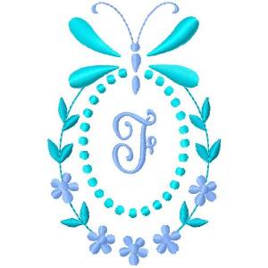 Picture of Butterfly Monogram F Machine Embroidery Design