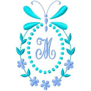 Picture of Butterfly Monogram M Machine Embroidery Design