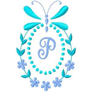 Picture of Butterfly Monogram P Machine Embroidery Design