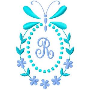 Picture of Butterfly Monogram R Machine Embroidery Design