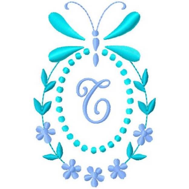 Picture of Butterfly Monogram T Machine Embroidery Design