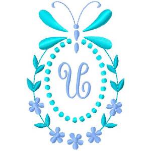 Picture of Butterfly Monogram U Machine Embroidery Design