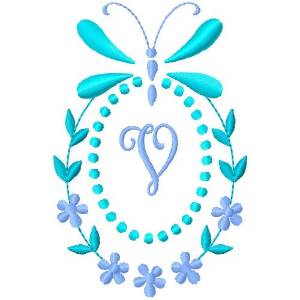 Picture of Butterfly Monogram V Machine Embroidery Design