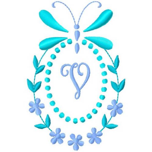 Picture of Butterfly Monogram V Machine Embroidery Design