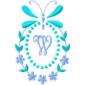 Picture of Butterfly Monogram W Machine Embroidery Design