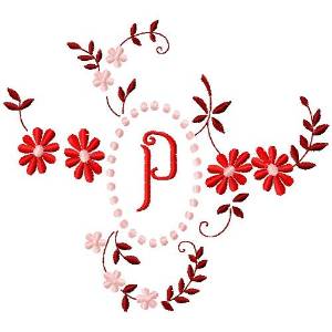 Picture of Floral Monogram P Machine Embroidery Design