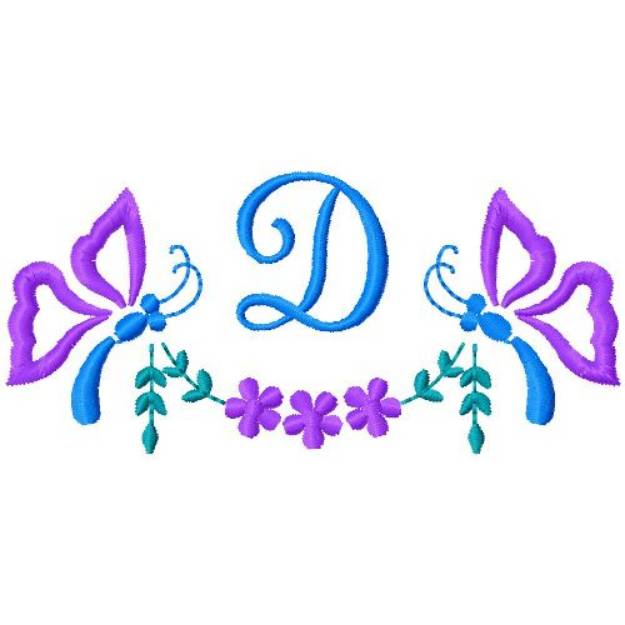 Picture of Butterfly Monogram D Machine Embroidery Design