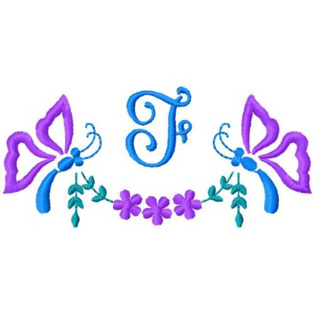 Picture of Butterfly Monogram F Machine Embroidery Design