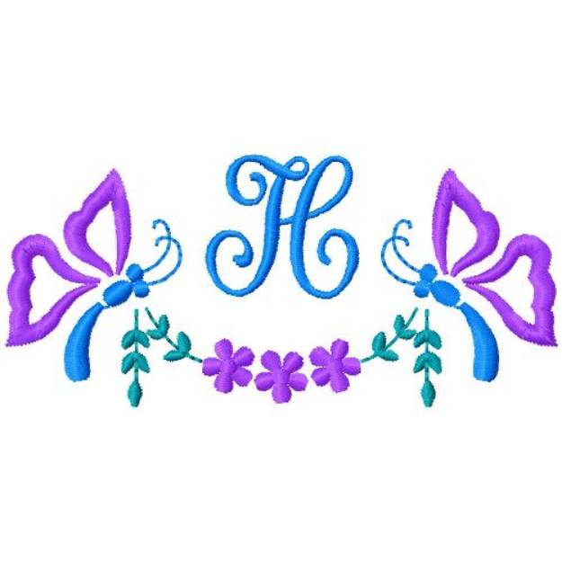 Picture of Butterfly Monogram H Machine Embroidery Design