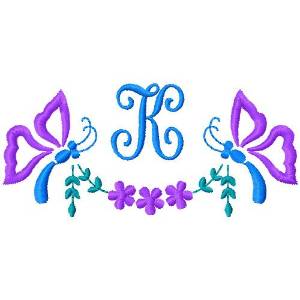 Picture of Butterfly Monogram K Machine Embroidery Design