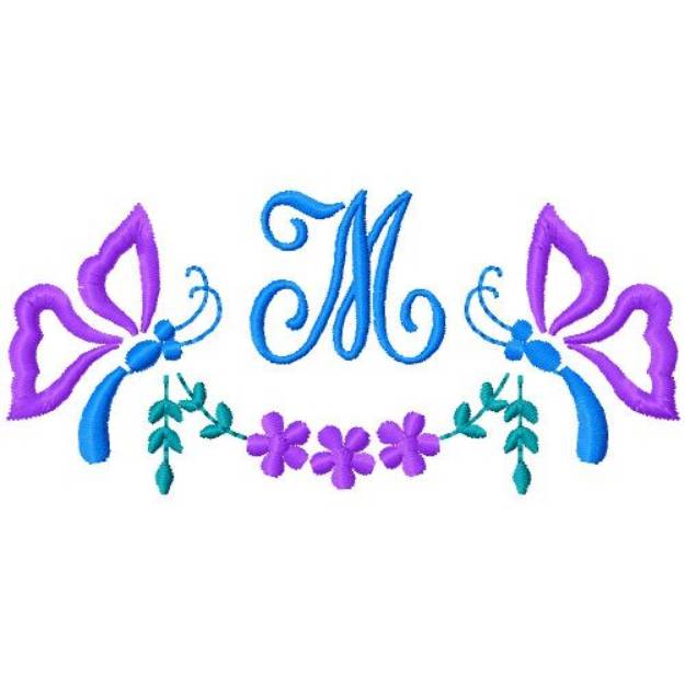 Picture of Butterfly Monogram M Machine Embroidery Design