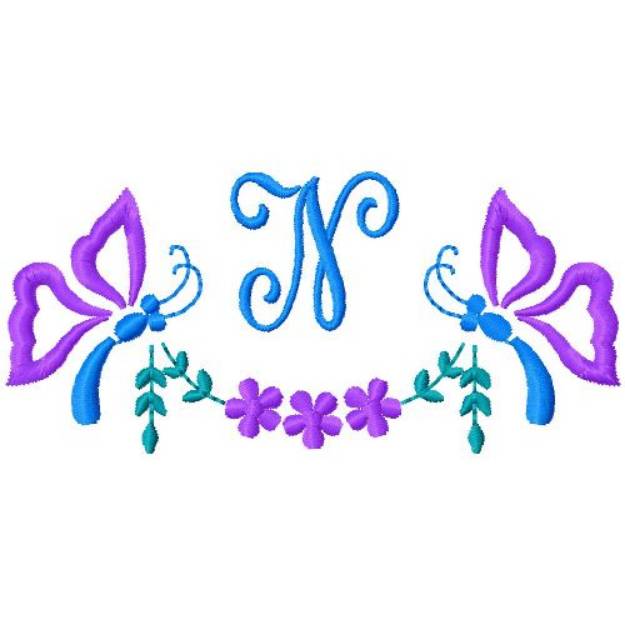 Picture of Butterfly Monogram N Machine Embroidery Design