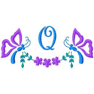 Picture of Butterfly Monogram Q Machine Embroidery Design