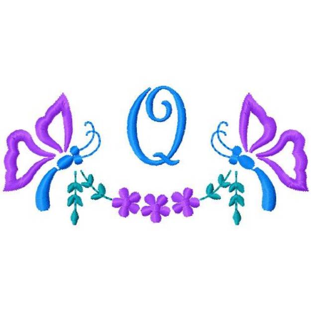 Picture of Butterfly Monogram Q Machine Embroidery Design