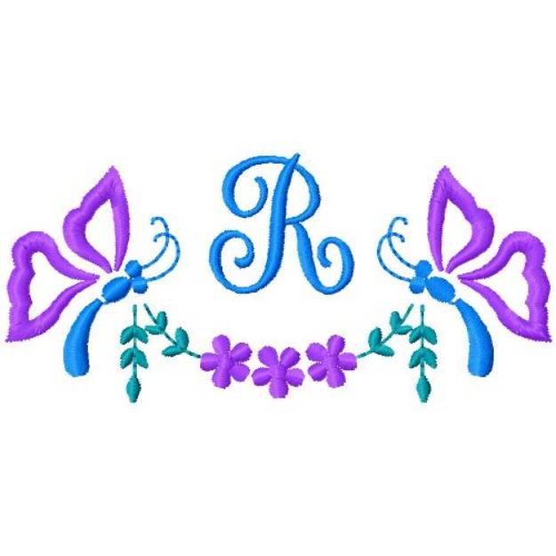 Picture of Butterfly Monogram R Machine Embroidery Design