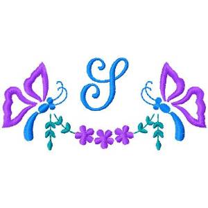 Picture of Butterfly Monogram S Machine Embroidery Design