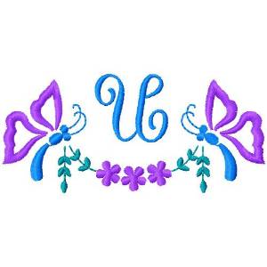 Picture of Butterfly Monogram U Machine Embroidery Design