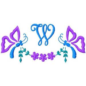 Picture of Butterfly Monogram W Machine Embroidery Design