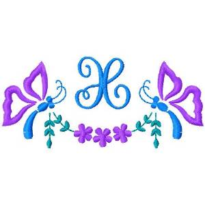 Picture of Butterfly Monogram X Machine Embroidery Design