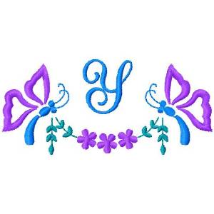 Picture of Butterfly Monogram Y Machine Embroidery Design