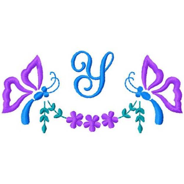 Picture of Butterfly Monogram Y Machine Embroidery Design