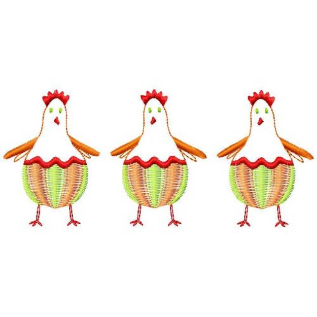 Picture of Trio of Chickens Machine Embroidery Design