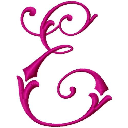 Curly Monogram E Machine Embroidery Design