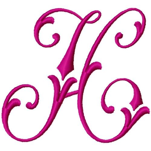 Curly Monogram H Machine Embroidery Design
