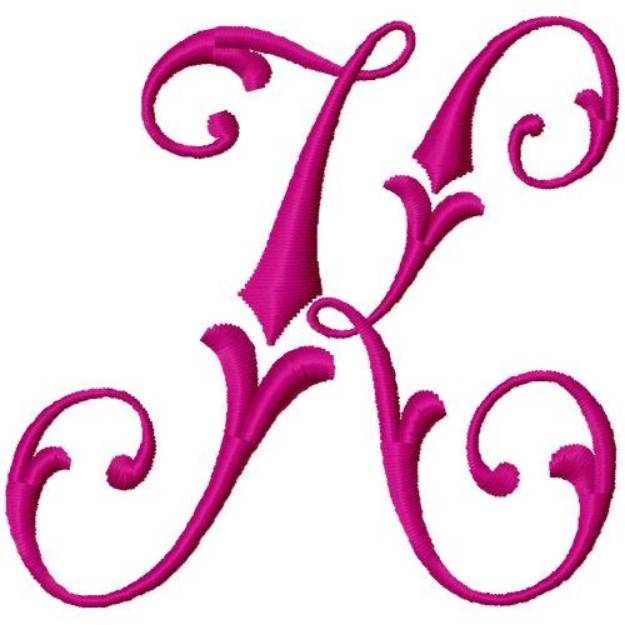 Picture of Curly Monogram K Machine Embroidery Design