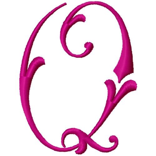 Curly Monogram Q Machine Embroidery Design