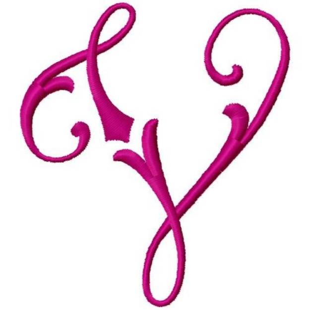 Picture of Curly Monogram V Machine Embroidery Design