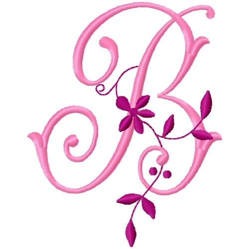 Floral Monogram   B Machine Embroidery Design