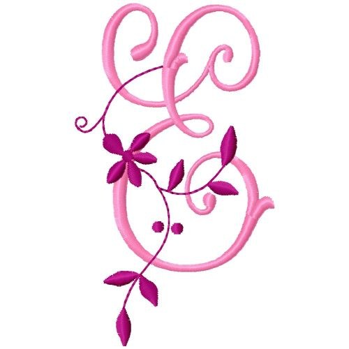 Floral Monogram  E Machine Embroidery Design