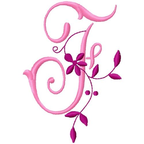 Floral Monogram  F Machine Embroidery Design