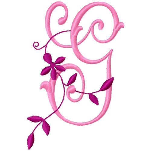 Floral Monogram  G Machine Embroidery Design